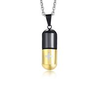 LAFATINA Homme Femme Tube Capsule Médicale Kit Médical en Acier Inoxydable Collier de Pendentif d'urgence pour Garçons Filles Personnes âgées