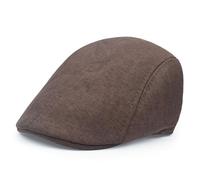 Lafefe Casquette Plate pour Homme, béret Irlandais, Casquette décontractée Tendance en Lin, Marron, Taille Unique