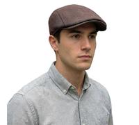 Lafefe Casquette Plate pour Homme, béret Irlandais, Casquette décontractée Tendance en Lin, Marron, Taille Unique