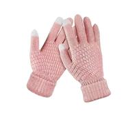 Lafefe Gants thermiques tricotés pour femmes, gants d'hiver tactiles, rose, taille unique