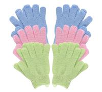 Lafefe Lot de 12 gants exfoliants pour le bain et le corps, gants de douche en bambou, élimine les poils incarnés et les peaux mortes, pour la douche, le spa, le massage et les morts (bleu + vert +
