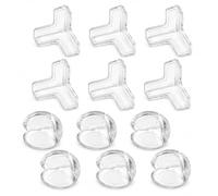 Lafefe Lot de 12 Protections d'angle pour bébé (6 carrés + 6 Ronds) en Silicone Transparent en Forme de Boule pour protéger Les Coins et Les Bords de Meubles