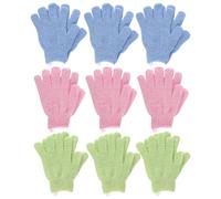 Lafefe Lot de 18 gants exfoliants pour le bain et le corps, gants de douche en bambou, élimine les poils incarnés et les peaux mortes, pour la douche, le spa, le massage et les morts (bleu + vert +