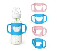 Lafefe Lot de 4 poignées de biberon universelles en silicone sans BPA antidérapantes pour Hegen Pigeon Avent Nuk - Accessoires d'alimentation pour bébé (rose + bleu)