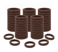 Lafefe Lot de 50 élastiques à cheveux pour femme, très élastiques, sans couture, sans dommages, avec sac à fermeture éclair givrée pour queue de cheval, sport et coiffure quotidienne - Marron
