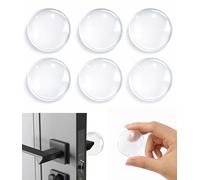 Lafefe Lot de 6 butées de porte circulaires transparentes en silicone pour poignée de porte, protection contre les chocs, protection murale, convient pour les murs et les réfrigérateurs