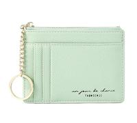 Lafefe Portefeuille en Cuir Femme Minimaliste avec Porte-Cartes, Fermeture Éclair, 8 Cartes - Vert