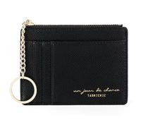 Lafefe Portefeuille Femme, Petit Porte Monnaie Femme, Femme Cuir Portefeuilles et Porte-Cartes Femme, Porte Carte Bancaire, avec Fermeture éclair, contenir Jusqu’à 8 Cartes, Minimaliste, Noir