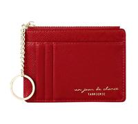 Lafefe Portefeuille Femme, Petit Porte Monnaie Femme, Femme Cuir Portefeuilles et Porte-Cartes Femme, Porte Carte Bancaire, avec Fermeture éclair, contenir Jusqu’à 8 Cartes, Minimaliste, Rouge