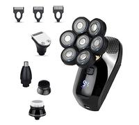 Lafeier Rasoir électrique 7D pour homme, 5 en 1, rasoir rotatif chauve, étanche, kit de toilettage sans fil