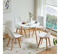 LafeuR Ensemble de Salle à Manger Ronde Avec Table et 4 Chaises - Pour Balcon, Cuisine, Salon (Blanc)