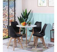 LafeuR Ensemble de table ronde et chaises pour balcon, cuisine, salon - Table blanche + 4 chaises