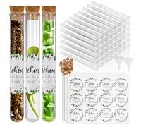 lafo Lot de 48 tubes à essai avec bouchon - 15 x 150 mm - Schön dass Du Da Bist - Cadeau d'invité - 48 étiquettes allemandes - 2 entonnoirs - Pour mariage, baptême, anniversaire