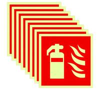 lafo Lot de 8 panneaux d'extincteur - 15 x 15 cm - En PVC - Autocollant - Protection incendie - Pour mur, porte, voie d'évasion - Conforme à la norme DIN EN ISO 7010