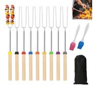 lafo Lot de 9 brochettes télescopiques pour barbecue, marshmallow, extensibles, 30,5 à 80,5 cm, en acier inoxydable
