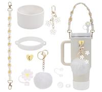 lafo Stanley Cup Accessories,Includes 3 Protecteurs de fuites Stanley, 1 couvercle de paille, 2 accessoires de suspension, 2 étuis en silicone, 1 sangle de poignée pour bouteille pour kit