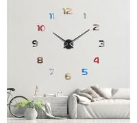 Lafocuse DIY 3D Horloge Murale Geante XXL, Multicolore Silencieuse Pendule Murale Design Moderne, Creative Décoration pour Chambre Cuisine Salon Bureau Hôtel (70-100cm)