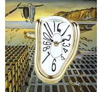 Lafocuse Horloge Fondante Forever Salvador Dali, Montre Molle Dali Décorative Créative Surréalisme, Silencieuse Pendule Quartz avec Chiffres Arabes Pendulettes de Bureau Etagère Table Or