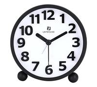 Lafocuse Réveil Matin Analogique Silencieux, Métal Noir Gros Chiffres 3D, Fonction Snooze, avec la Lumière de Nuit, Horloge de Table sans Tic-tac Réveil de Chevet 10.5cm