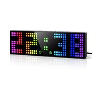 Lafocuse Réveil Numérique Pixel, Horloge LED Digitale avec 10 Couleurs RVB, Grands Chiffres, Fonction Snooze, Double Alarme, Compte à Rebours, Format 12/24H pour Table de Nuit, Chambre, Bureau