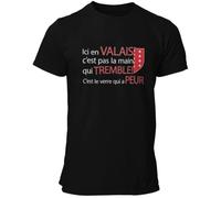 Lafourgoneta T Shirt Homme Humour - Ici en Valais C'est Pas la Main Qui tremble! C'est Le Verre Qui a Peur - Valais Suisse Cadeau Original Rigolo Humoristique (as4, Alpha, l, Regular, Regular)