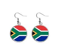 l'afrique du sud, pays du drapeau national Boucle d'oreille en argent.