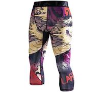 LAFROI Men's Compression Fit 3/4 Tights Leggings with Pcoket/Non-Pocket-YSK10 Blood Moon Size LG