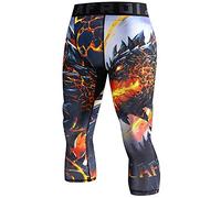 LAFROI Men's Compression Fit 3/4 Tights Leggings with Pcoket/Non-Pocket-YSK10 Melted Wings Size MD
