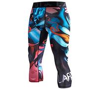 LAFROI Men's Compression Fit 3/4 Tights Leggings with Pcoket/Non-Pocket-YSK10 Vengeance Size XL