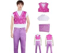 LAFUFU Costume de costumade Saja pour garçon, gilet violet avec jean, manches à main, pour Halloween, Comic-Con, performance (gilet rose + pantalon, L)