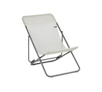 Lafuma MOBILIER - Transat Pliant Multiposition Maxi TRANSAT - Toile Batyline® Résistante - Chaise Longue Pliante Terrasse et Jardin - 4 Positions, Tout Confort, Fabriqué en France - Beige SEIGLE
