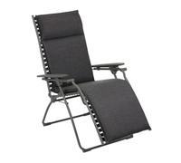 Lafuma MOBILIER - Fauteuil Relax Transat Jardin - Chaise Longue Matelassé Zéro Gravité - Bayanne - Hedona - Gris Onyx - Fabriqué en France - LFM2768_8917 - Garantie 5 Ans - L.85xl.71xH.114cm