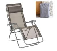 Lafuma Fauteuil Relax Transat Jardin - Chaise Longue Zéro Gravité - Rsxa Clip + Housse - Batyline® Iso - Marron Graphite Mobilier