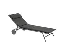 Lafuma MOBILIER - Bain De Soleil - Transat Piscine et Jardin - Chaise Longue Matelassé - Bayanne II - Hedona - Gris Onyx - Fabriqué en France - LFM5177_8917 - Garantie 5 Ans - L.186xl.77xH.77cm