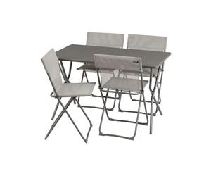 Lafuma MOBILIER - Ensemble 1 Table Rectangle, 4 Chaises Pliantes Ultra-compactes - Balcony - Acier - Gris Titane - Fabriqué en France - BDL0035_7782 - Garantie 5 Ans - L.70xl.120xH.72cm