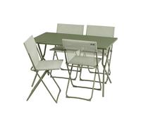 Lafuma MOBILIER - Ensemble 1 Table Rectangle, 4 Chaises Pliantes Ultra-compactes - Balcony - Acier - Vert Moss - Fabriqué en France - BDL0035_9874 - Garantie 5 Ans - L.70xl.120xH.72cm