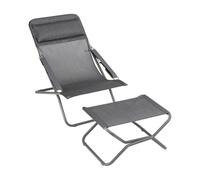 Lafuma MOBILIER - Ensemble Bain De Soleil Et Repose-Jambes - Transabed - Batyline® Duo - Gris Obsidian - Fabriqué en France - BDL0007_6897 - Garantie 5 Ans - L.93xl.67xH.88cm