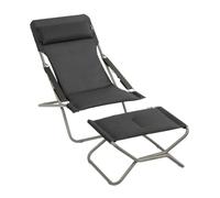 Lafuma MOBILIER - Ensemble Chaise Longue Et Repose-Jambes - Transabed - Becomfort® - Gris Dark Grey - Fabriqué en France - BDL0006_8902 - Garantie 5 Ans - L.93xl.67xH.88cm