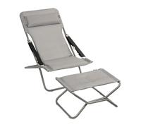 Lafuma MOBILIER - Ensemble Chaise Longue Et Repose-Jambes - Transabed - Becomfort® - Gris Silver - Fabriqué en France - BDL0006_8901 - Garantie 5 Ans - L.93xl.67xH.88cm