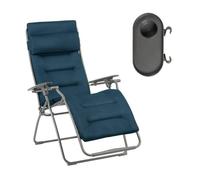 Lafuma MOBILIER - Ensemble Fauteuil Relax Transat Jardin - Chaise Longue Et Porte Gobelet - Futura - Becomfort® - Bleu Encre - Fabriqué en France - BDL0013_8900 - Garantie 5 Ans - L.88xl.71xH.115cm