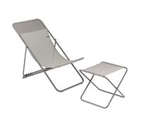 Lafuma MOBILIER - Ensemble Transat Jardin Et Repose-Jambes - Maxi Transat - Batyline® Iso - Gris Terre - Fabriqué en France - BDL0059_8556 - Garantie 5 Ans - L.83xl.62xH.91cm