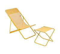 Lafuma MOBILIER - Ensemble Transat Jardin Et Repose-Jambes - Maxi Transat - Batyline® Iso - Jaune Miel - Fabriqué en France - BDL0059_9987 - Garantie 5 Ans - L.83xl.62xH.91cm