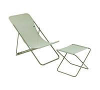 Lafuma MOBILIER - Ensemble Transat Jardin Et Repose-Jambes - Maxi Transat - Batyline® Iso - Vert Moss - Fabriqué en France - BDL0059_9874 - Garantie 5 Ans - L.83xl.62xH.91cm
