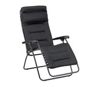 Lafuma MOBILIER - Fauteuil Matelassé Relax Zéro Gravité - Chaise Longue Multiposition Pliante Jardin et Intérieur - Toile AirComfort® Résistante - Tout Confort, Fabriqué en France -Noir Acier