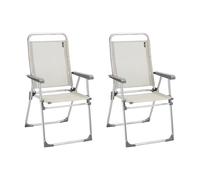 LAFUMA MOBILIER - Lot De 2 Fauteuils Pliants Ultra-légers - Alu Victoria - Batyline® Iso - Beige Seigle - Fabriqué en France - BDL0040_9869 - Garantie 5 Ans - L.62xl.58xH.100cm