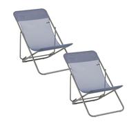 Lafuma MOBILIER - Lot De 2 Transats Jardin Pliants Multi-Positions - Maxi Transat - Batyline® Iso - Bleu Ocean - Fabriqué en France - BDL0003_9870 - Garantie 5 Ans - L.83xl.62xH.91cm