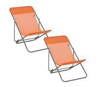 Lafuma MOBILIER - Lot De 2 Transats Jardin Pliants Multi-Positions - Maxi Transat - Batyline® Iso - Orange Clementine - Fabriqué en France - BDL0003_9949 - Garantie 5 Ans - L.83xl.62xH.91cm