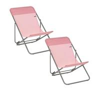 Lafuma MOBILIER - Lot De 2 Transats Jardin Pliants Multi-Positions - Maxi Transat - Batyline® Iso - Rose Cerisier - Fabriqué en France - BDL0003_9950 - Garantie 5 Ans - L.83xl.62xH.91cm