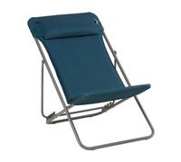 Lafuma MOBILIER - Transat Jardin Pliable - Chilienne Multi-Positions avec Têtière - Maxi Transat + - Becomfort® - Bleu Encre - Fabriqué en France - LFM5175_8900 - Garantie 5 Ans - L.83xl.62xH.91cm