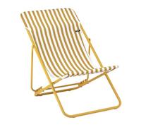 Lafuma MOBILIER - Transat Jardin Pliable - Chilienne Multi-Positions - Maxi Transat - Airlon - Jaune Rayure Miel - Fabriqué en France - LFM5393_A002 - Garantie 5 Ans - L.83xl.62xH.91cm